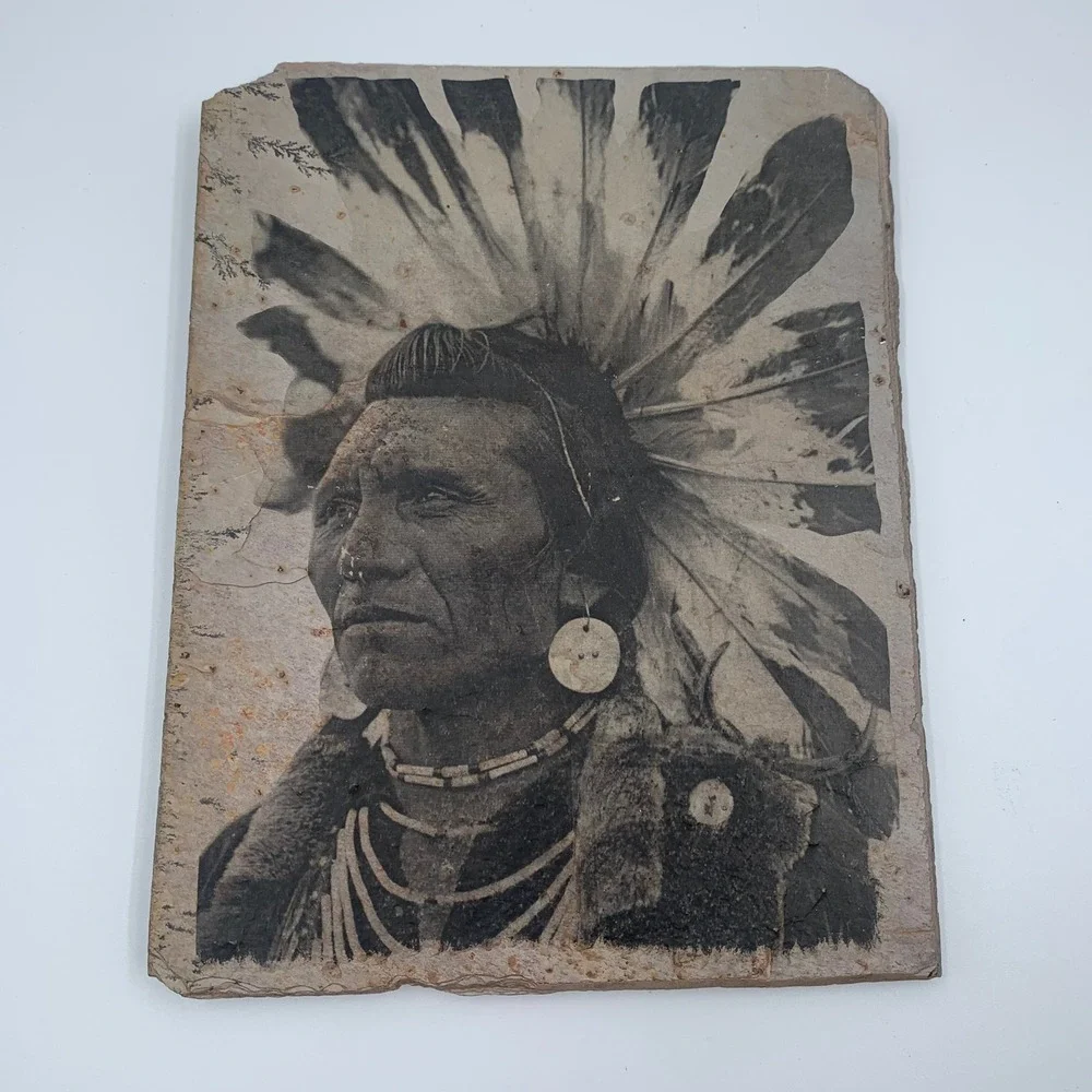 Sierra Slate Images Chief Eagle Salish Indian Edward Boos Montana Art Plaque 6x8